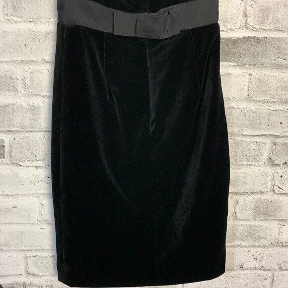 Milly Black Velvet Empire Waist Strapless Scalloped Babydoll Formal Dress - Picture 6 of 13